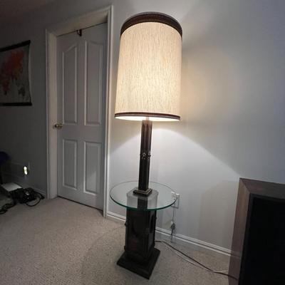 Wood Stained Glass Lantern Floor Lamp Table