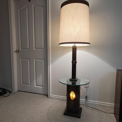 Wood Stained Glass Lantern Floor Lamp Table