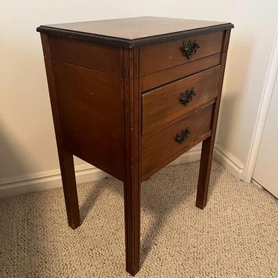Vintage Wooden Sewing Cabinet With Thread Organizer And Storage Drawers