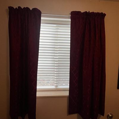 Set Of 3 Maroon Blackout Curtain Panels