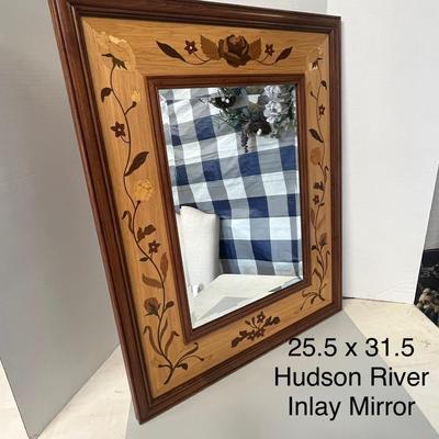 Hudson River "Rosette" Style Floral Inlay Wall Beveled Mirror Retails: $495