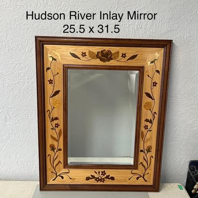 Hudson River "Rosette" Style Floral Inlay Wall Beveled Mirror Retails: $495