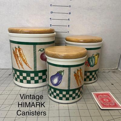 Vintage Himark Ceramic Canister Set With Wooden Lids