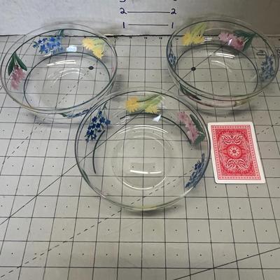 Hand-painted Floral Glass Bowls