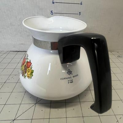 Vintage Corning Ware ‘le Thé’ Floral Enamel Teapot With Black Handle