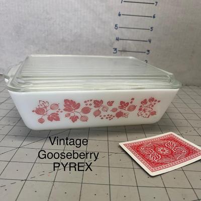 Vintage PYREX Q503 Gooseberry Refrigerator Dish With Lid