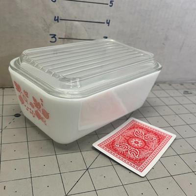 Vintage PYREX 502 Gooseberry Refrigerator Dish With Lid