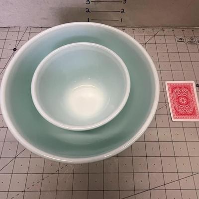Set Of 2 Vintage PYREX 403 & 411 Bird Egg Blue Mixing Bowls