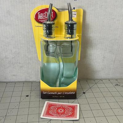 Gemelli Clear Glass And Steel Oil And Vinegar Set With Pourer 17 Oz