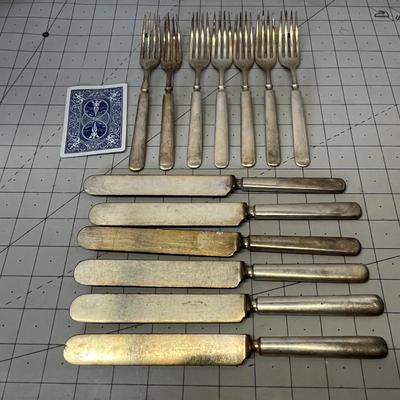 Antique Silver-plated Flatware Set (11 Pieces)