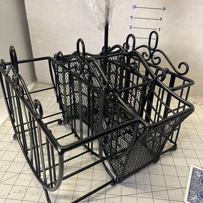 Portable Wrought Iron Utensil Caddy - 3 Piece Set