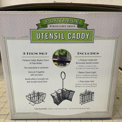 Portable Wrought Iron Utensil Caddy - 3 Piece Set