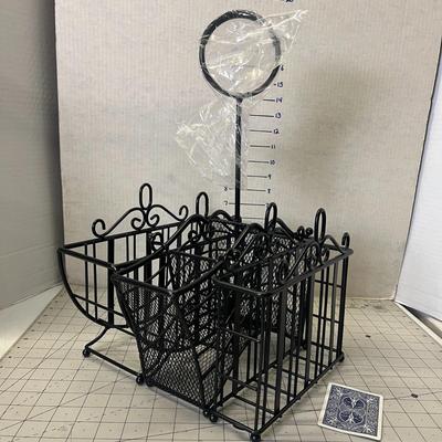 Portable Wrought Iron Utensil Caddy - 3 Piece Set
