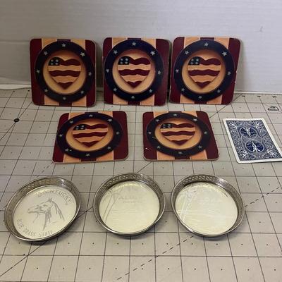 Patriotic Americana Coasters & State Souvenir Trays