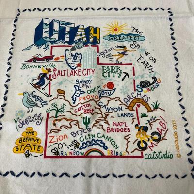 Catstudio Utah Hand-embroidered Style Tea Towel