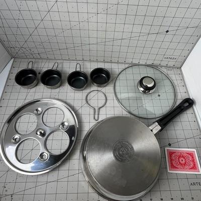Egg Poacher With Glass Lid & Nonstick Cups