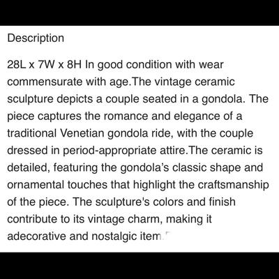 Vintage Venetian Gondola Figurine – Romantic Couple & Gondolier Resin Sculpture