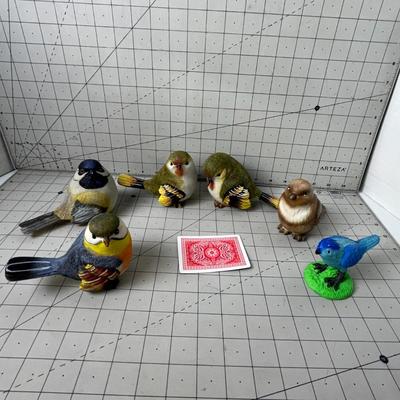 Set Of 7 Hand-painted Realistic Bird Figurines