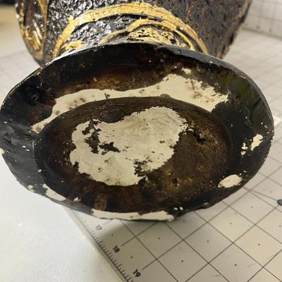 Antique-style Embossed Resin 20 inch Vase With Gold Detailing