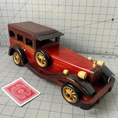 Handcrafted Wooden Vintage Car Model