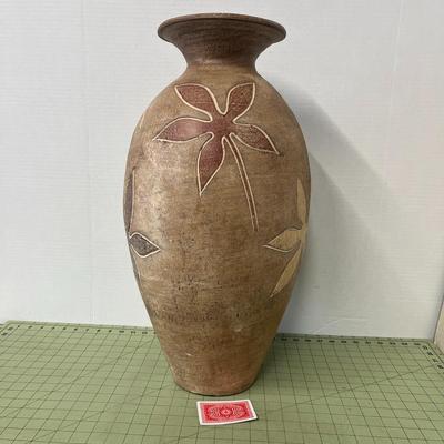 Hand Crafted Clay Vase Pot Beautiful Decor 23 Inches Tall