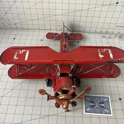 Vintage Metal Airplane Military Aircraft Home Decor Toy Red
