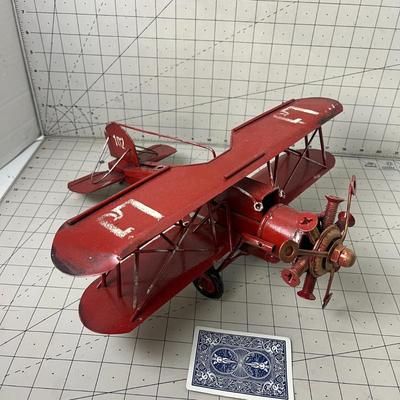 Vintage Metal Airplane Military Aircraft Home Decor Toy Red