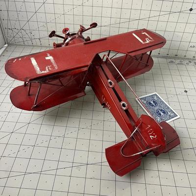 Vintage Metal Airplane Military Aircraft Home Decor Toy Red