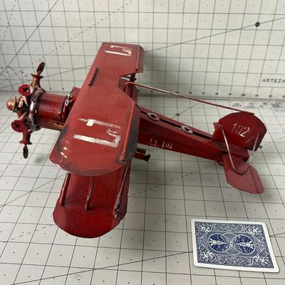 Vintage Metal Airplane Military Aircraft Home Decor Toy Red