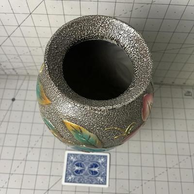 Flower Vase Pottery Ceramic Painted Textured Floral