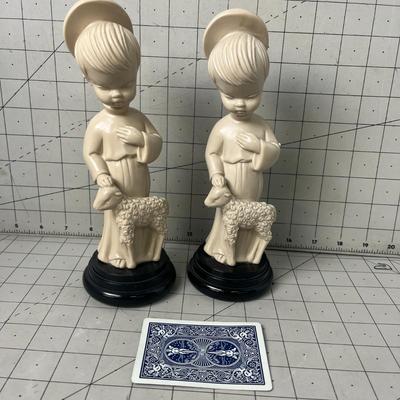 G.r Bianchi Alabaster Figurine Young Girl With Lamb