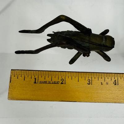 Vintage Brass Grasshopper missing one antenna MCM