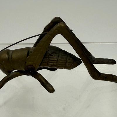 Vintage Brass Grasshopper missing one antenna MCM