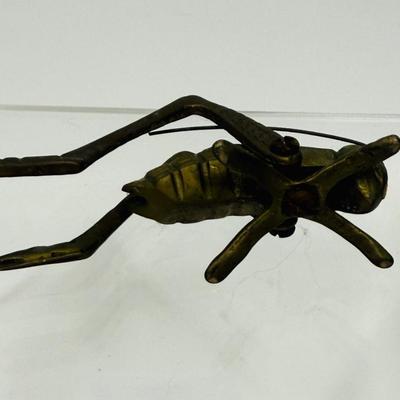 Vintage Brass Grasshopper missing one antenna MCM