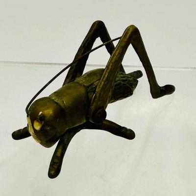 Vintage Brass Grasshopper missing one antenna MCM