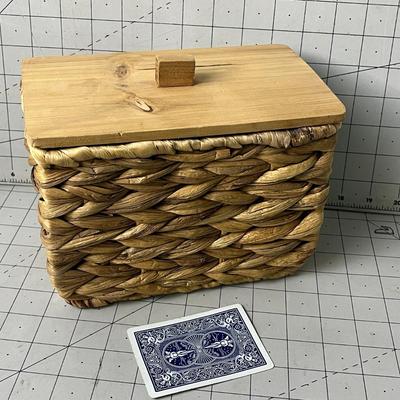 Kauna Grass Makeup/storage Box With Wooden Top