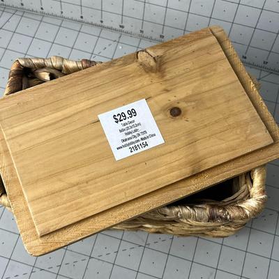 Kauna Grass Makeup/storage Box With Wooden Top