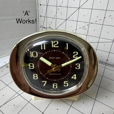 Westclox Baby Ben Alarm Clock Wind Up (1 works & winds, other does not wind)