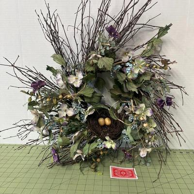Artificial Bird Nest Wreath With Eggs