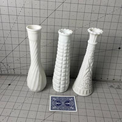 3 Milk Glass Vase For Flowers Vases