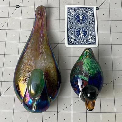 Art Glass Ducks Figurine Paper Weight