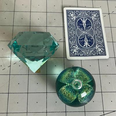 Vintage Collections - Paperweight, Diamon Stone And Perfume Bottle