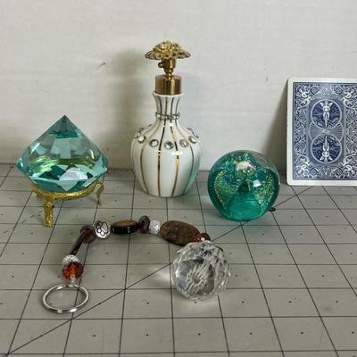 Vintage Collections - Paperweight, Diamon Stone And Perfume Bottle