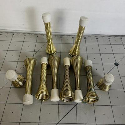Spring Door Stop, 10-pack, Polished Brass