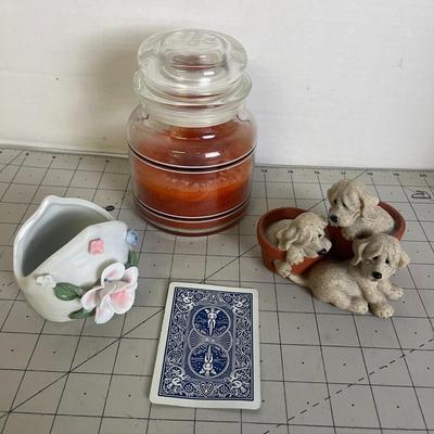 Yankee Candle, Old Ceramic Pot Cover & Second Nature Design Quarry Critters Pit Stop