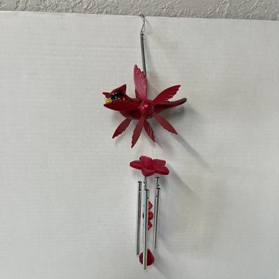 Metallic Red Cardinal Whirligig Wind Chime