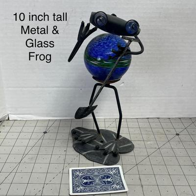 Metal & Glass Frog Decor