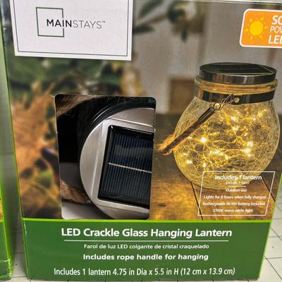 Mainstays 5.5" Crackle Glass Solar Powered Jar Light With Warm White Led Lights