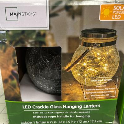 Mainstays 5.5" Crackle Glass Solar Powered Jar Light With Warm White Led Lights