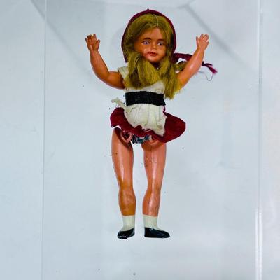 Vintage Celluloid Doll Dollhouse Little Red Riding Hood Jointed Articulated